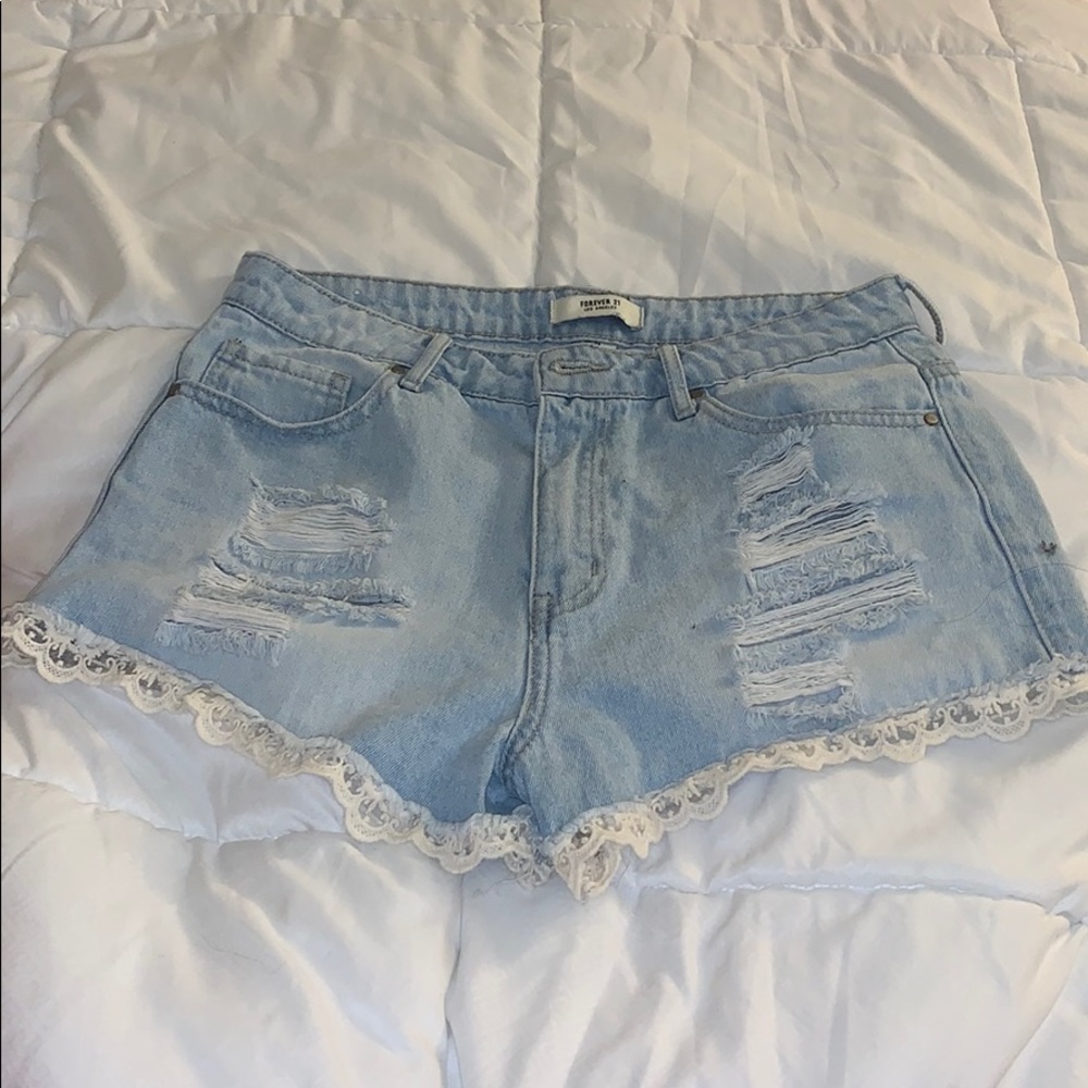 Forever 21 lace trim high waisted shorts